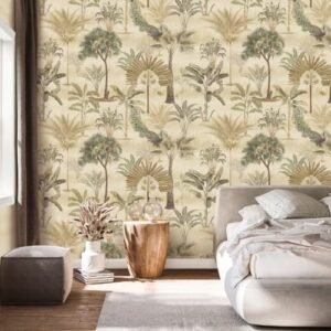 Taupe Forest Bedroom Wallpaper