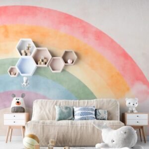 Rainbow Pastels Kids Room Wallpaper