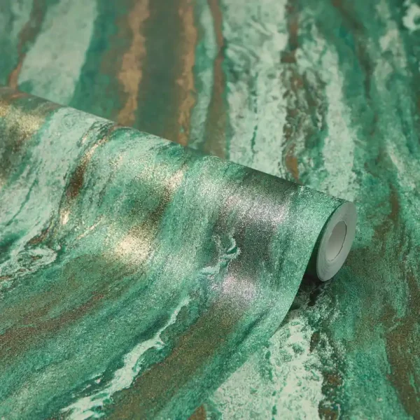 Emerald Stone Veins Kitchen Wallpaper