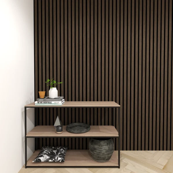 Acoustic Smoked Walnut Slat Panel
