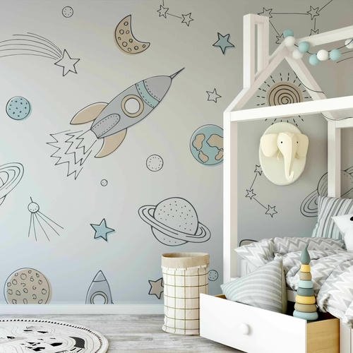 Children's White Space Wrigure Wallpaper