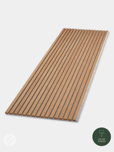 Natural Oak Grey Felt Acoustic Slat Wood Wall Panels