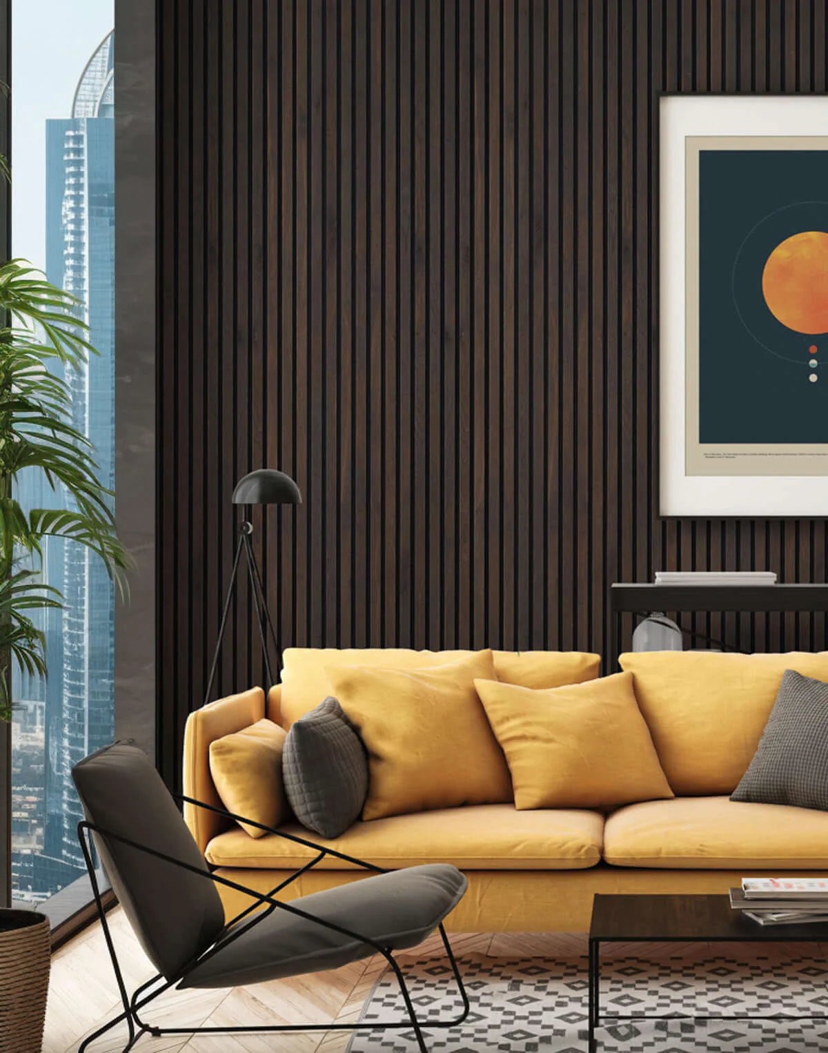 Smoked Oak Acoustic Slat Wood Wall Panels