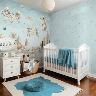 Kids room wallpaper blue