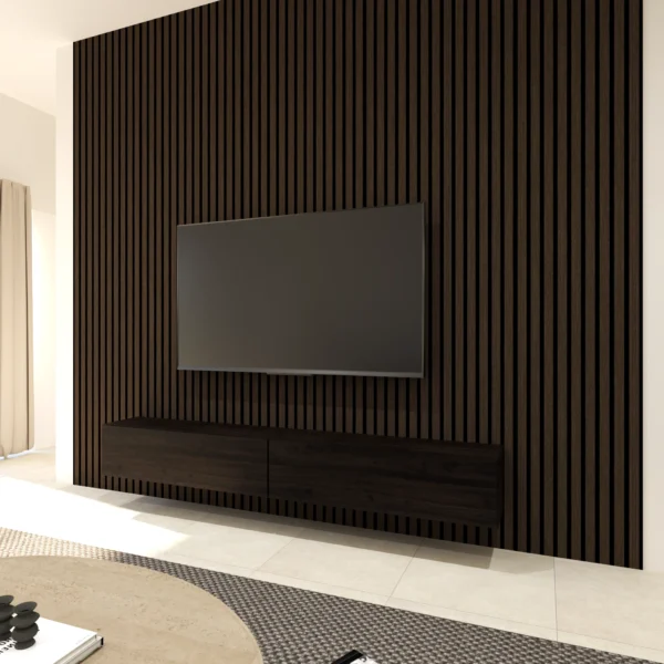 Acoustic Smoked Walnut Slat Panel