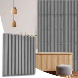 3D Line Wall Panels Design Matte Grey