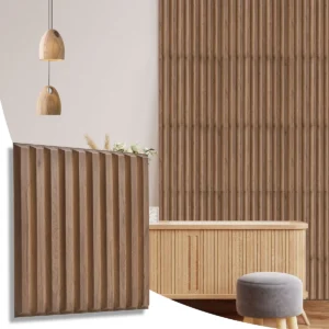 Decorative 3D Wall Panels Sheets Fluted Line Design Matte Wooden