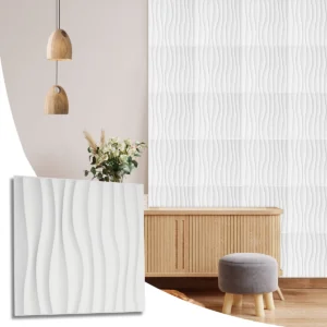 Decorative 3D Wall Panels Sheets White Waves Design