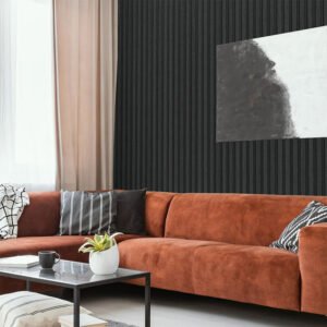 Premium Waterproof Charcoal 3D Large Slat Wall Panel