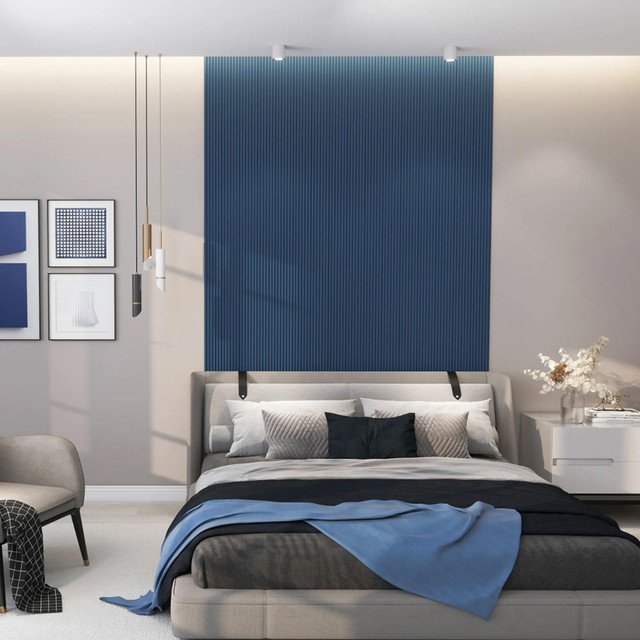 Waterproof Midnight Blue 3D Fluted Wall Panel