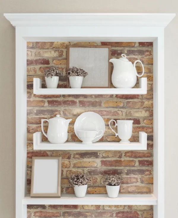 NextWall Faux Rustic Red Brick Peel and Stick Wallpaper - Wall Panels Dubai