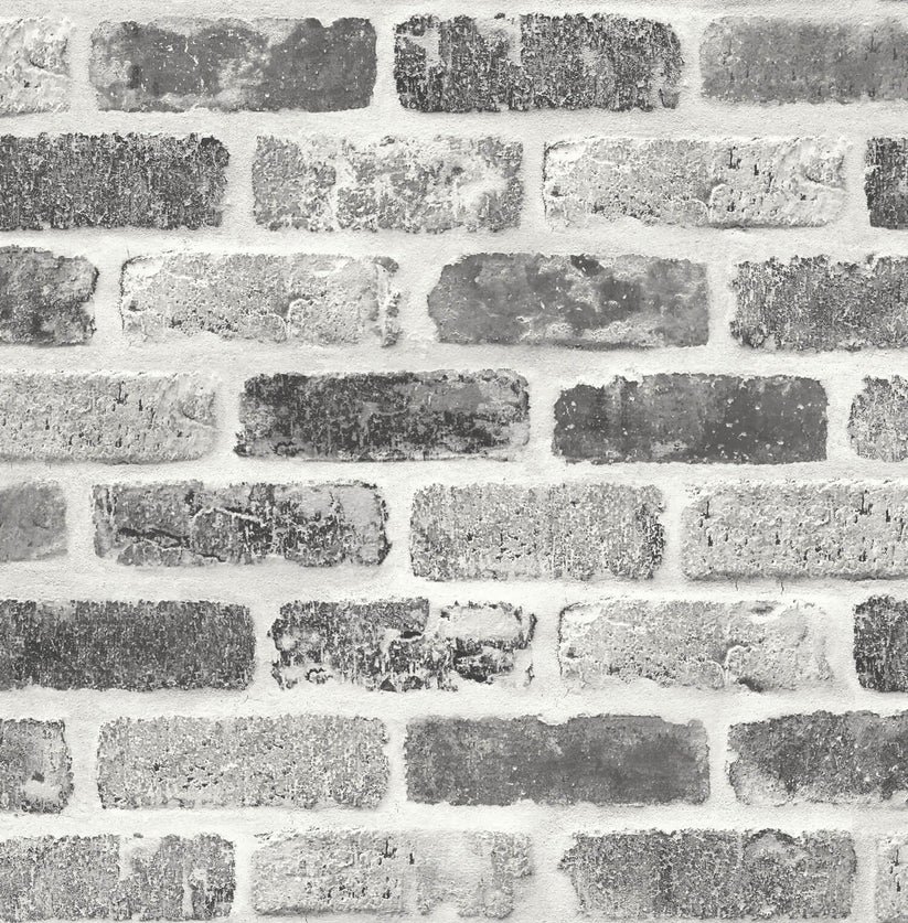 NextWall Gray Washed Brick Peel and Stick Wallpaper