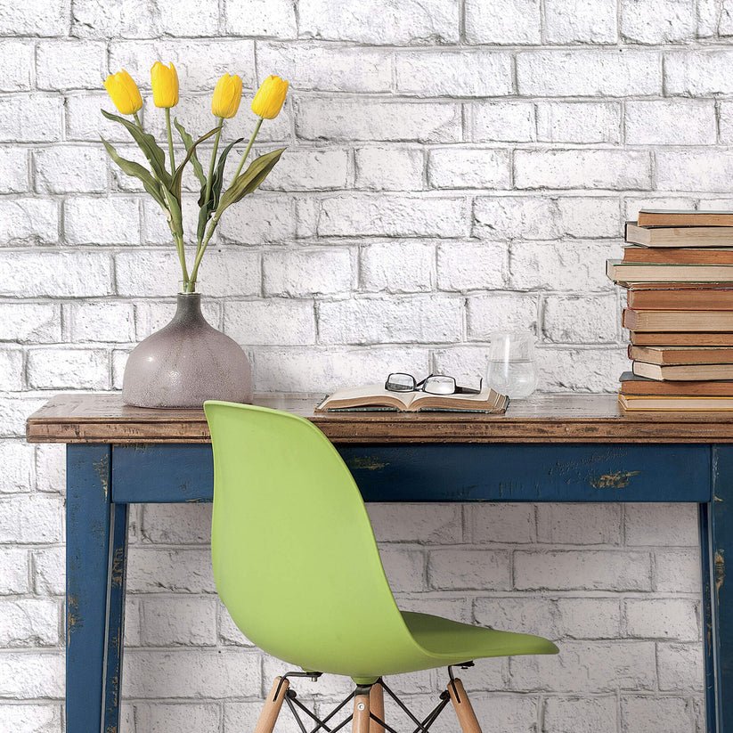 Peel and Stick Brick Wallpaper (White)