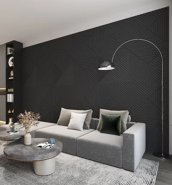 Architectural Decorative Wall Panels, Modern Black Finish Geometric Design,